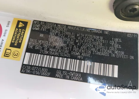 2011 Lexus Rx 350 from USA, damaged, VIN 2T2BK1BA9BC103405